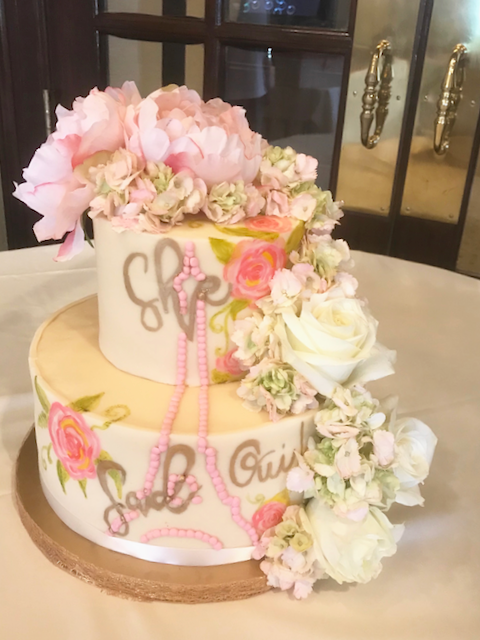 #handpaintedcake #engagementcake