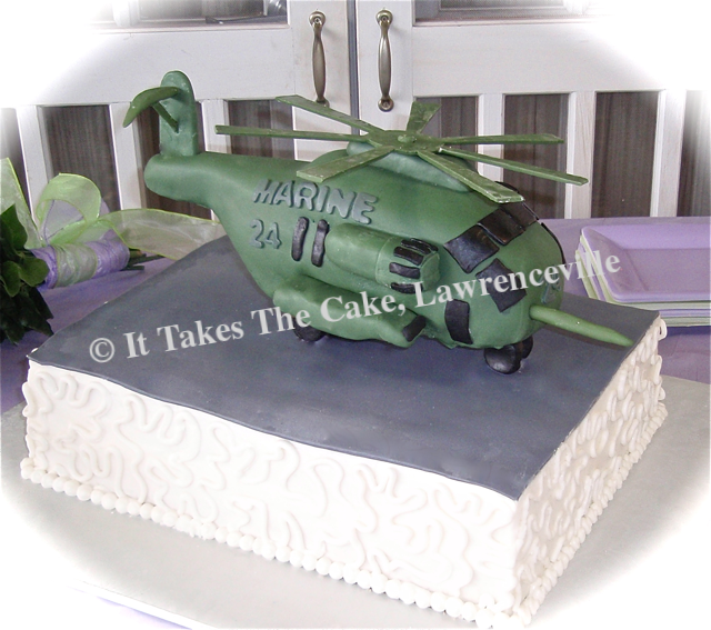 Grooms Helicopter Carved Cake