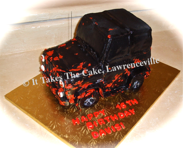 Carved cake Jeep mud