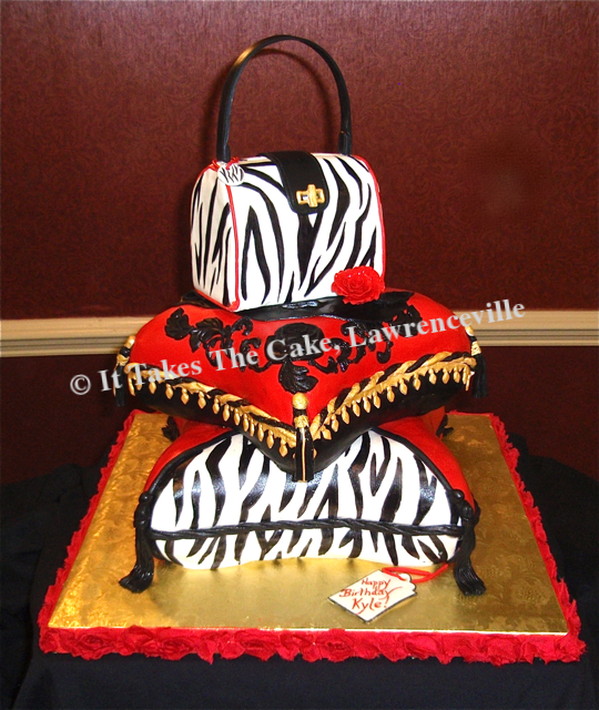 Carved 3-D Pillows & Purse cake