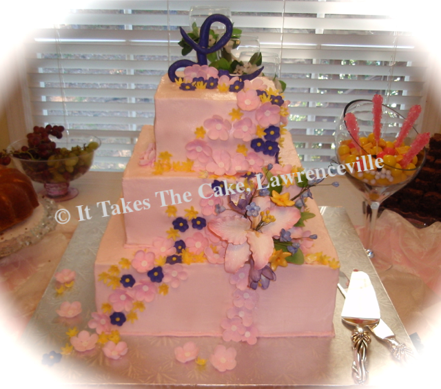 Wedding Cake Pink Flowers .png