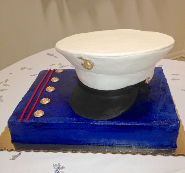 Groom's Marine Corp Hat Cover cake