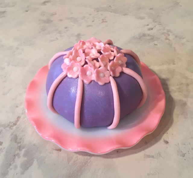 Temari Cake Purple w Pink Flowers