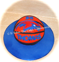 Carved 3-D basketball cake