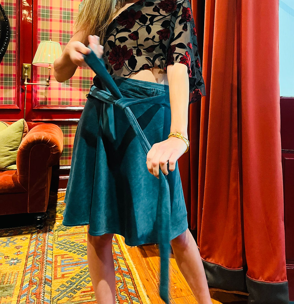 Thumbnail: Emerald Green Velvet Wrap Skirt