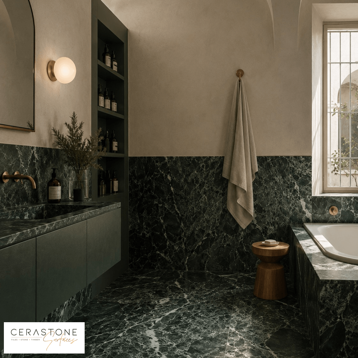 Verde Alpi Marble Look Porcelain Tile