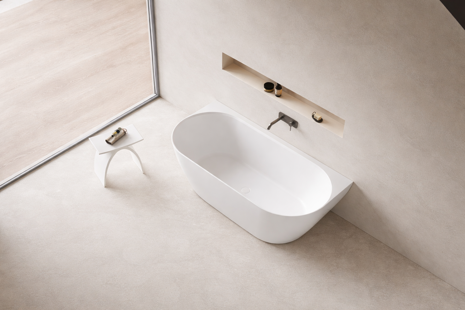ELLARA Back To Wall Freestanding Bath