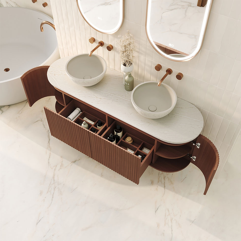 Thumbnail: Cove Curved Fluted Vanity – Walnut