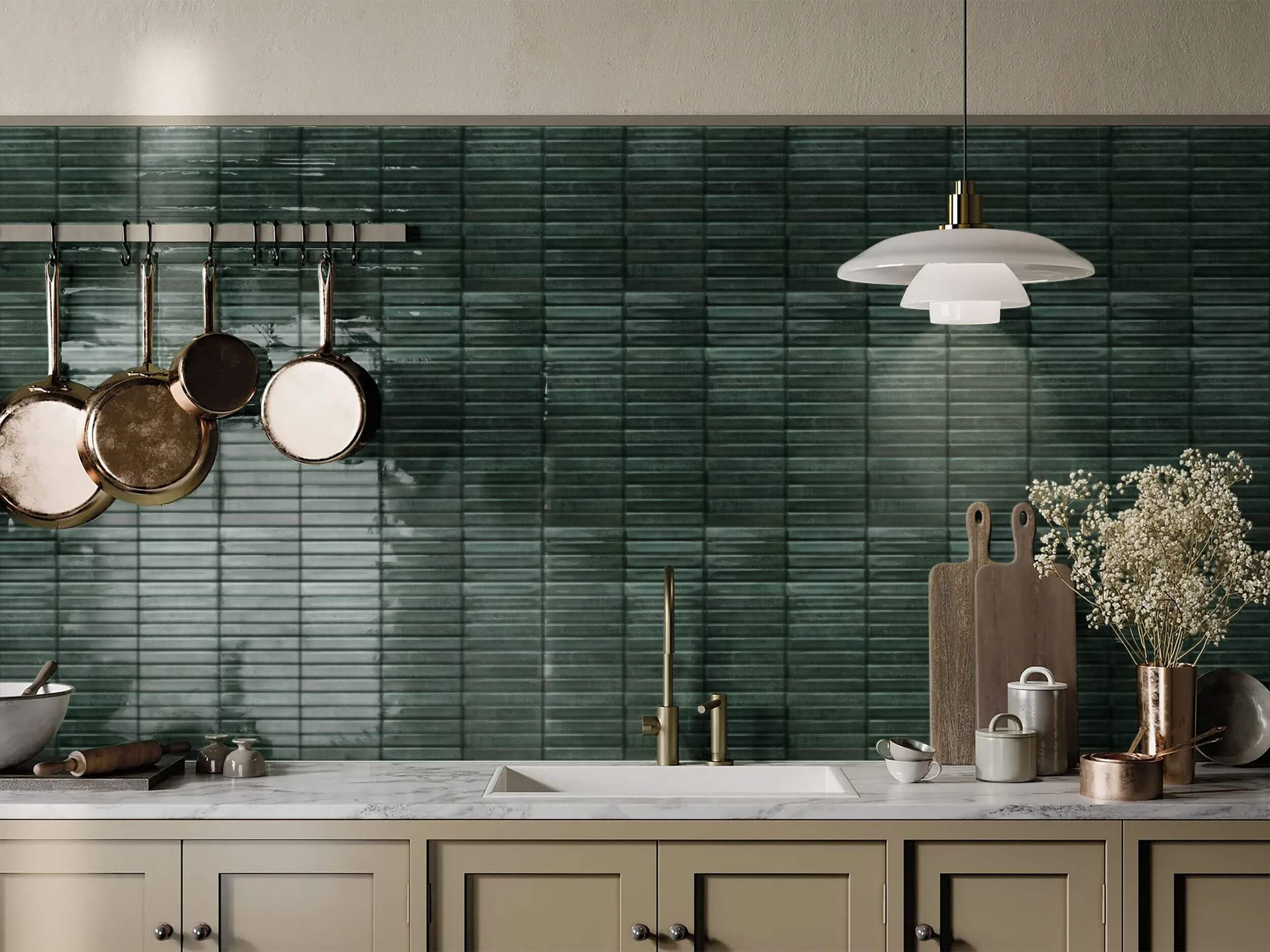 Linea Dark Green Finger Tile