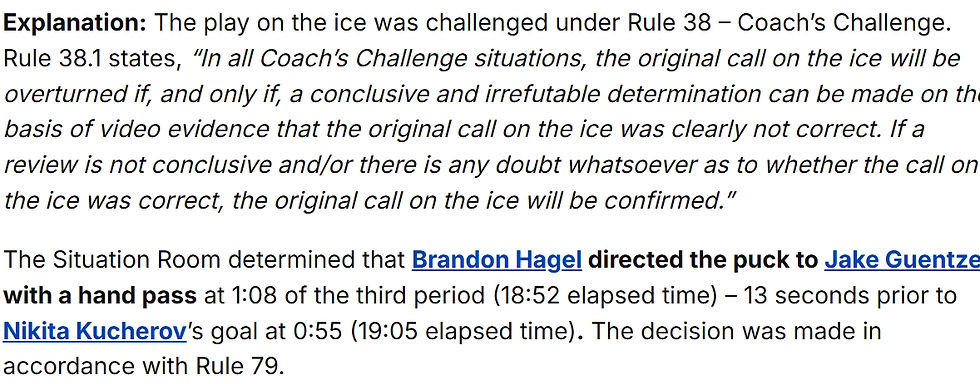 NHL Situation Room statement