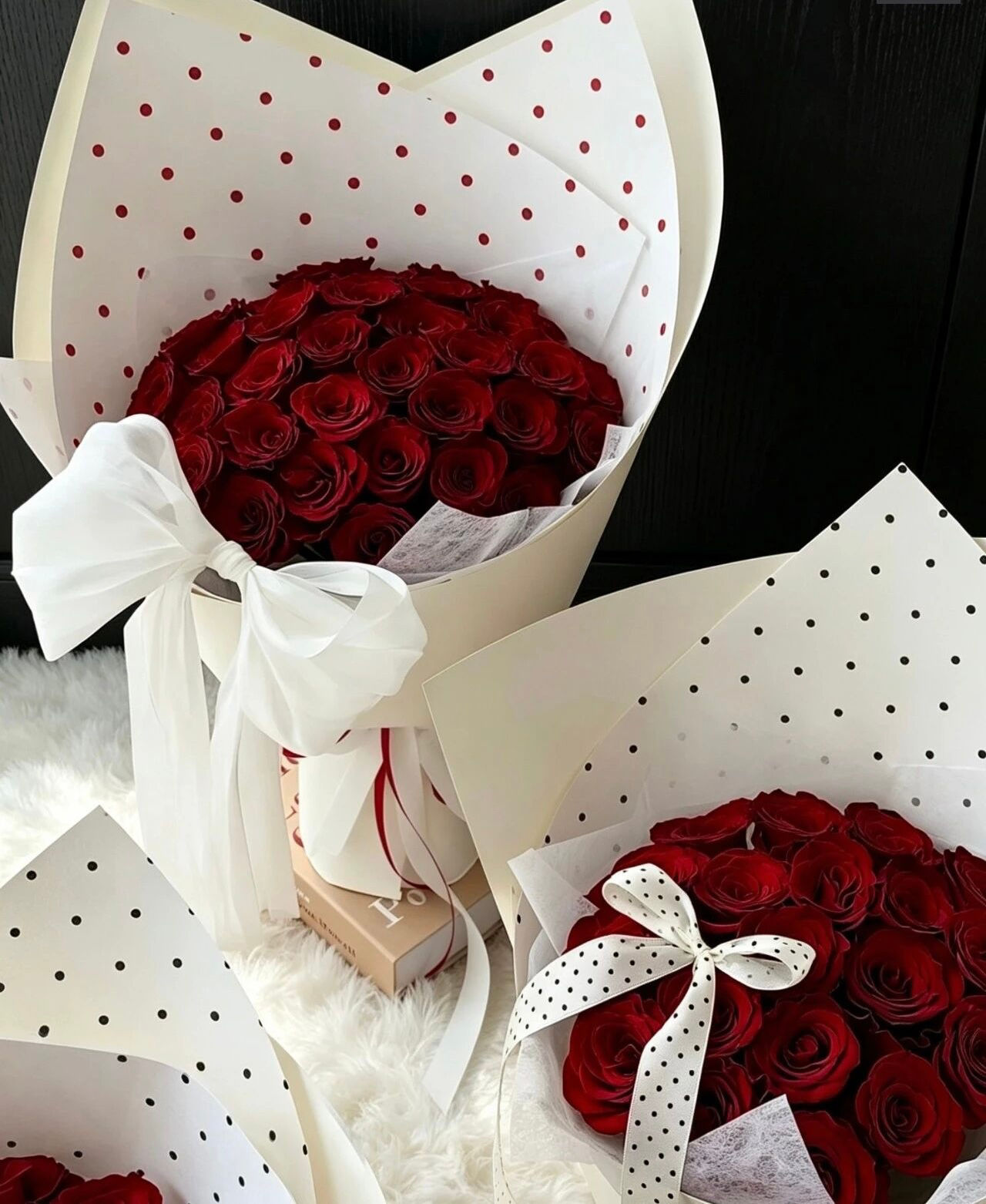 Red Rose Bouquet with Red‑Dot Wrapping 