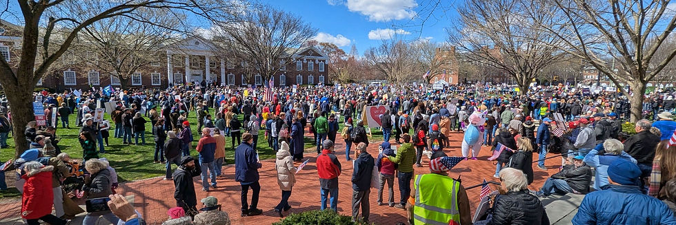 Large crowd of protesters on UD Central Green.