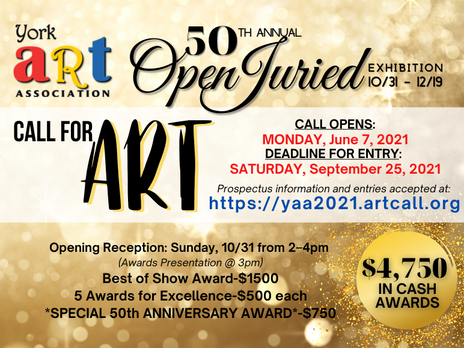 CALL FOR ART! 50th Annual Open Juried Exhibition