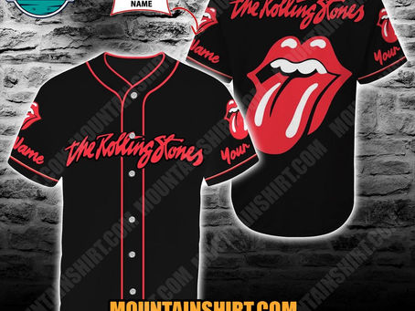 The Rolling Stones Personalized Hot Lips Black Baseball Jersey