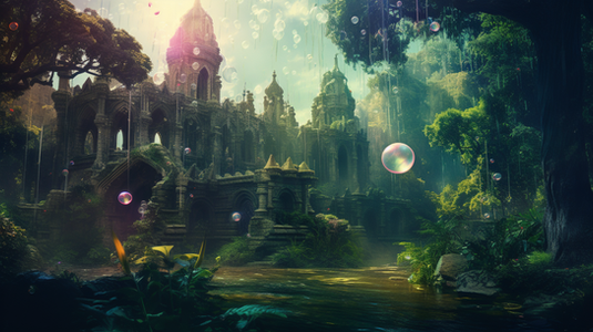 VeroLynEsque_jungle_forest_leaves_rainbow_glowing_hologram_bubb_df437702-99b9-4b4d-80d7-54