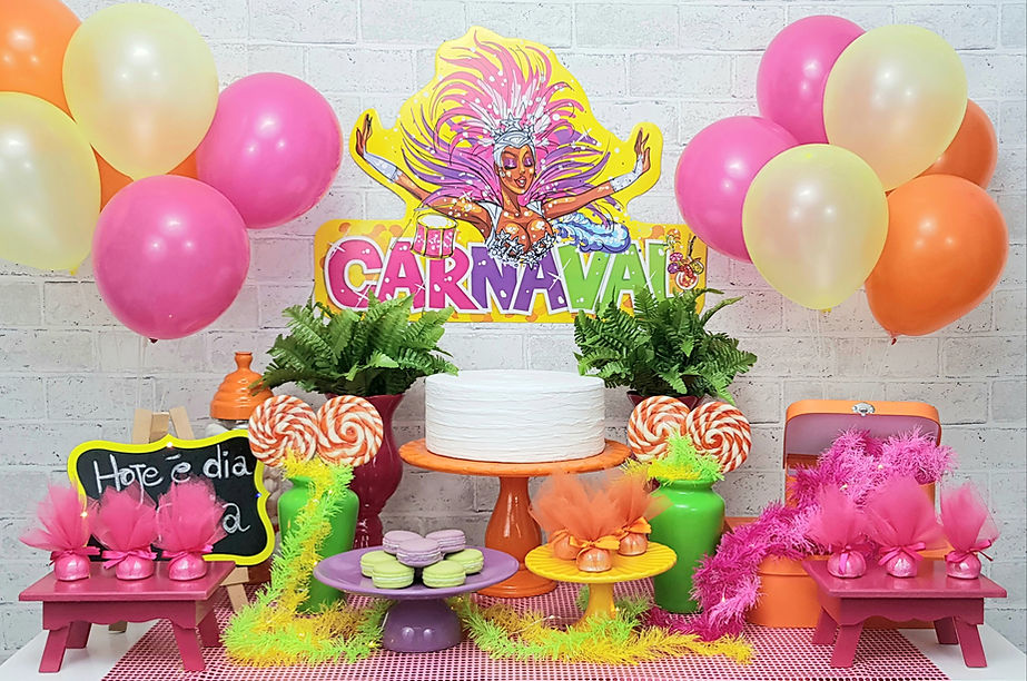Happy Box é uma Caixa Delivery de itens de festa para arrasar na decoração da mesa do bolo! Por aqui mais de 100 temas a sua escolha. Happy Box tema Carnaval Neon decoração Juvenil