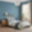 recently painted bedroom with the worker in the room make the walls blue.jpg