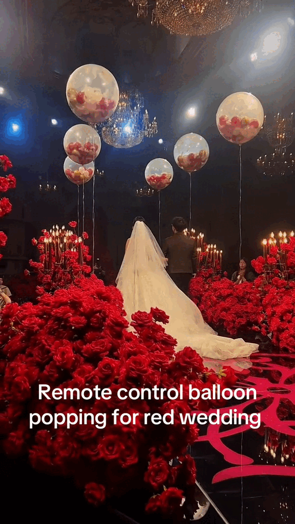 An unforgettable surprise, sealed with magic.  This isn’t just a balloon — it’s a moment. A floating, elegant centerpiece that bursts into celebration at the perfect time. Whether it’s your wedding kiss, first dance, or a heartfelt proposal, this remote-controlled popping balloon turns emotion into show.