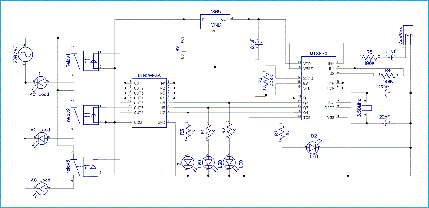 DTMF Based Home Automation circuit