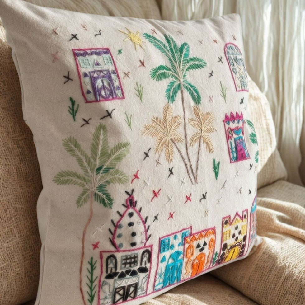 Handmade Egyptian Cotton Cushion Cover, a unique homeware piece from BloomSpoon's Threads of Hope collection