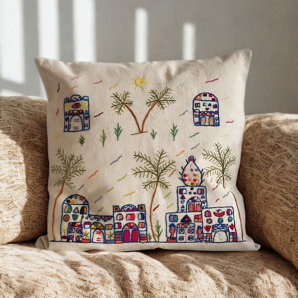 Handmade Egyptian Cotton Cushion Cover, Egyptian cotton homeware piece from BloomSpoon's Threads of Hope collection