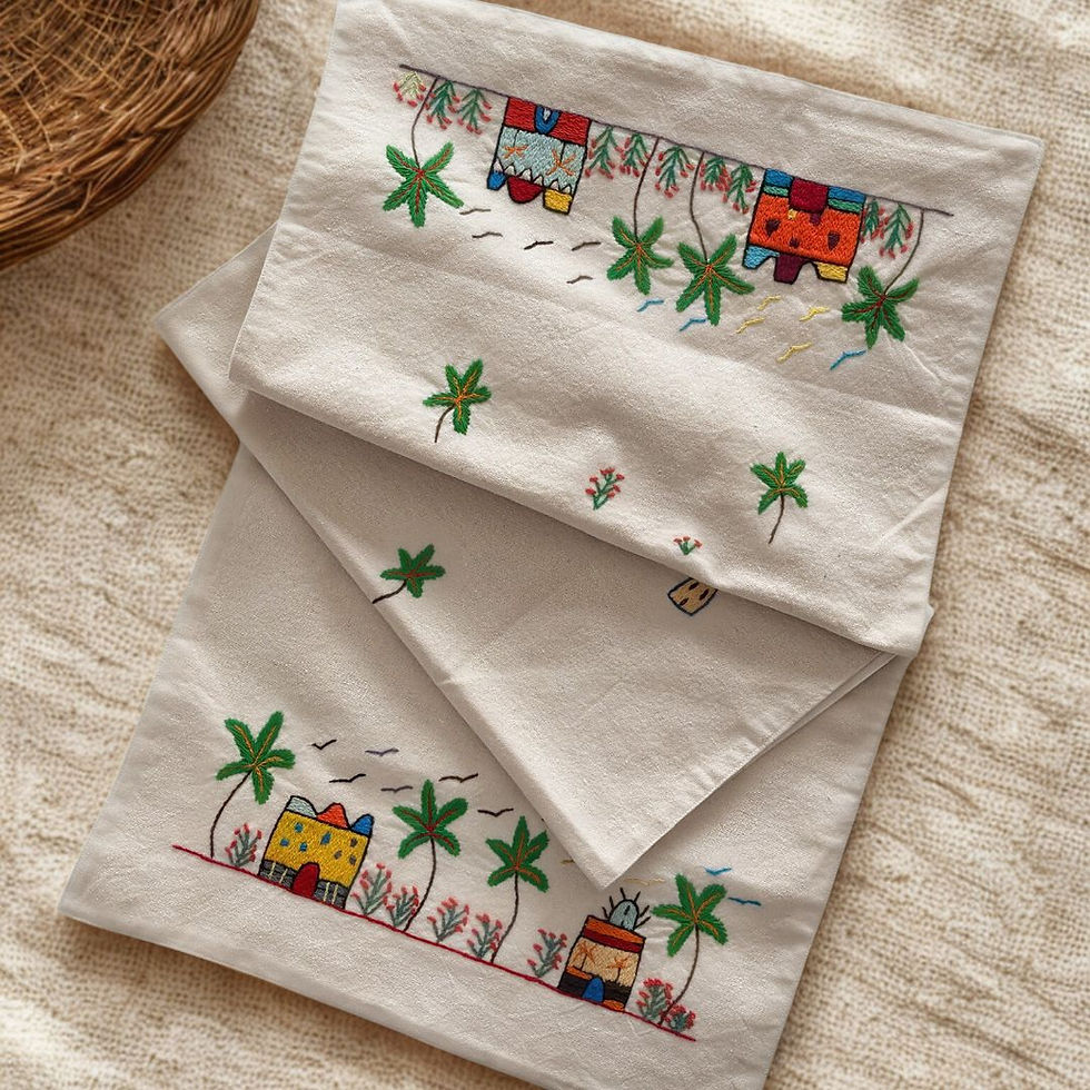 Handmade Egyptian Cotton table runner, Egyptian cotton homeware piece from BloomSpoon's Threads of Hope collection