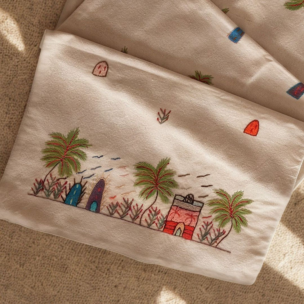 Handmade Egyptian Cotton table runner, Egyptian cotton homeware piece from BloomSpoon's Threads of Hope collection