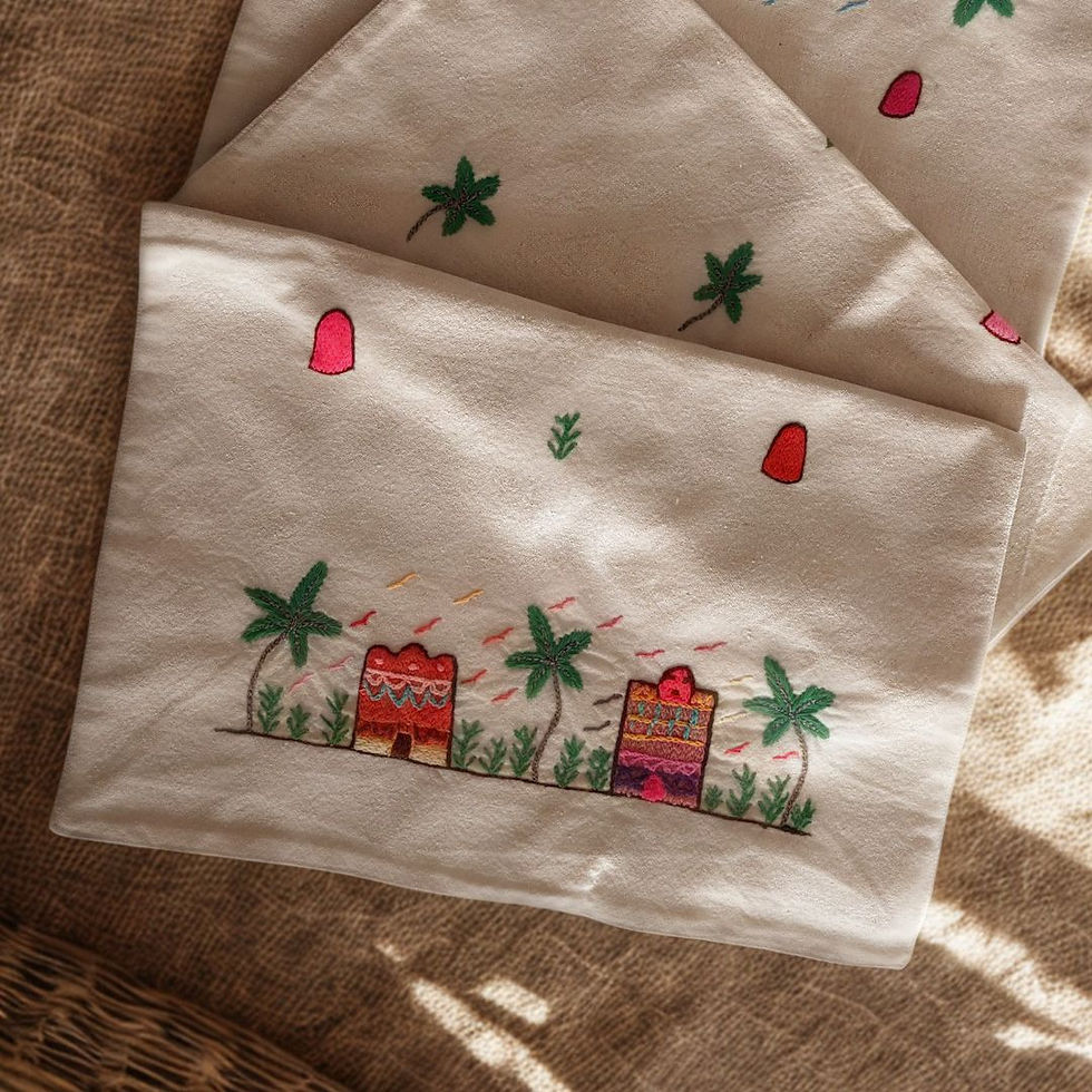 Handmade Egyptian Cotton table runner, Egyptian cotton homeware piece from BloomSpoon's Threads of Hope collection
