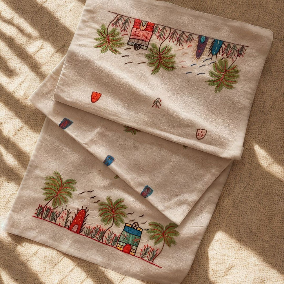 Handmade Egyptian Cotton table runner, Egyptian cotton homeware piece from BloomSpoon's Threads of Hope collection