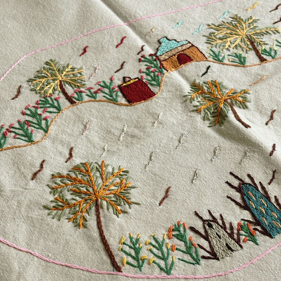 Handmade Egyptian table cover, a unique homeware piece from BloomSpoon's Threads of Hope collection in Dubai UAE