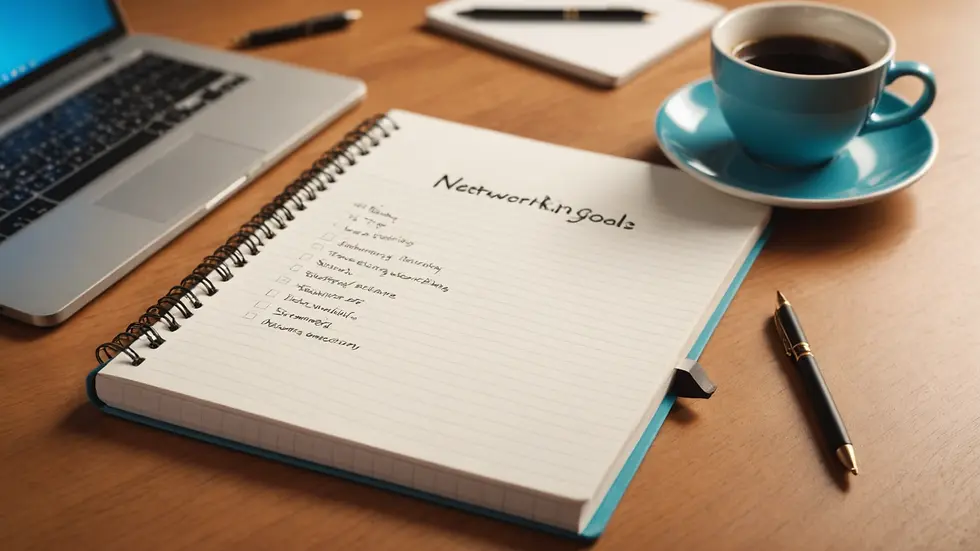 Eye-level view of a notepad with networking goals