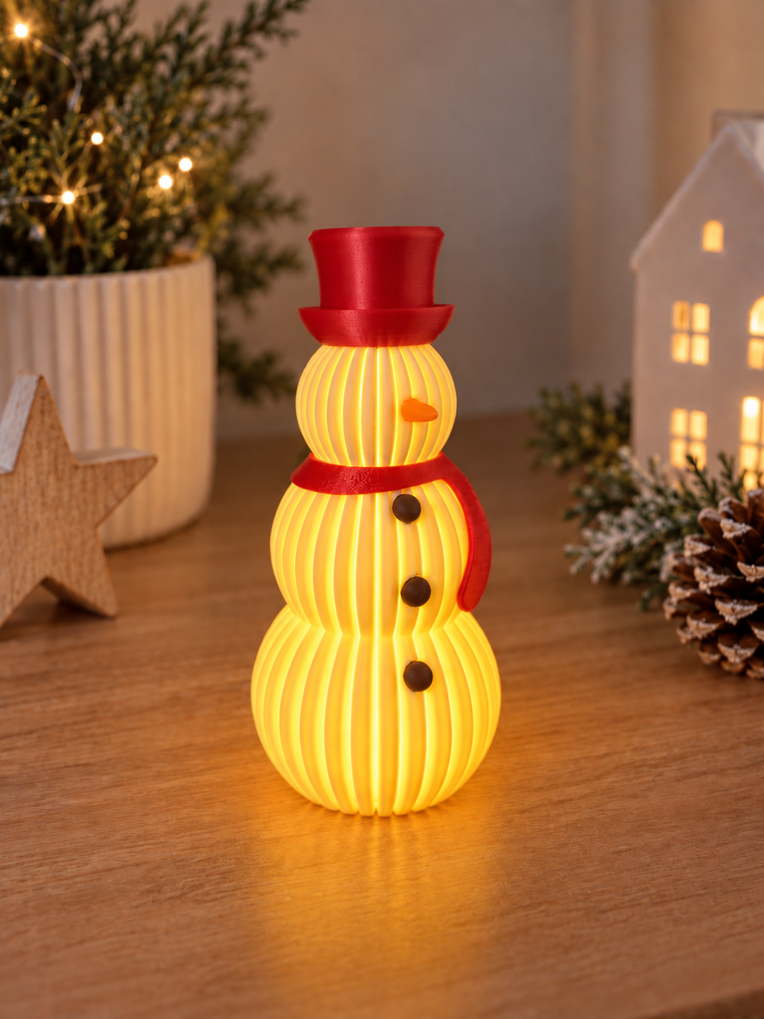 Photophore Bonhomme de neige rouge