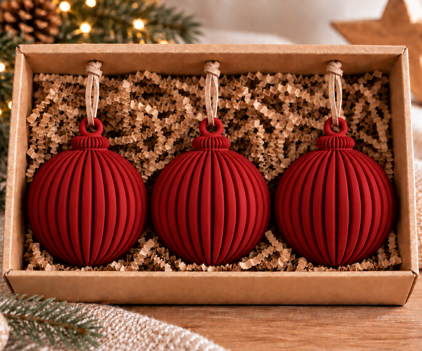 Lot de 3 boules 50 mm - Rouge