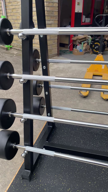 Thumbnail: video  of fixed weight round barbells on a rack