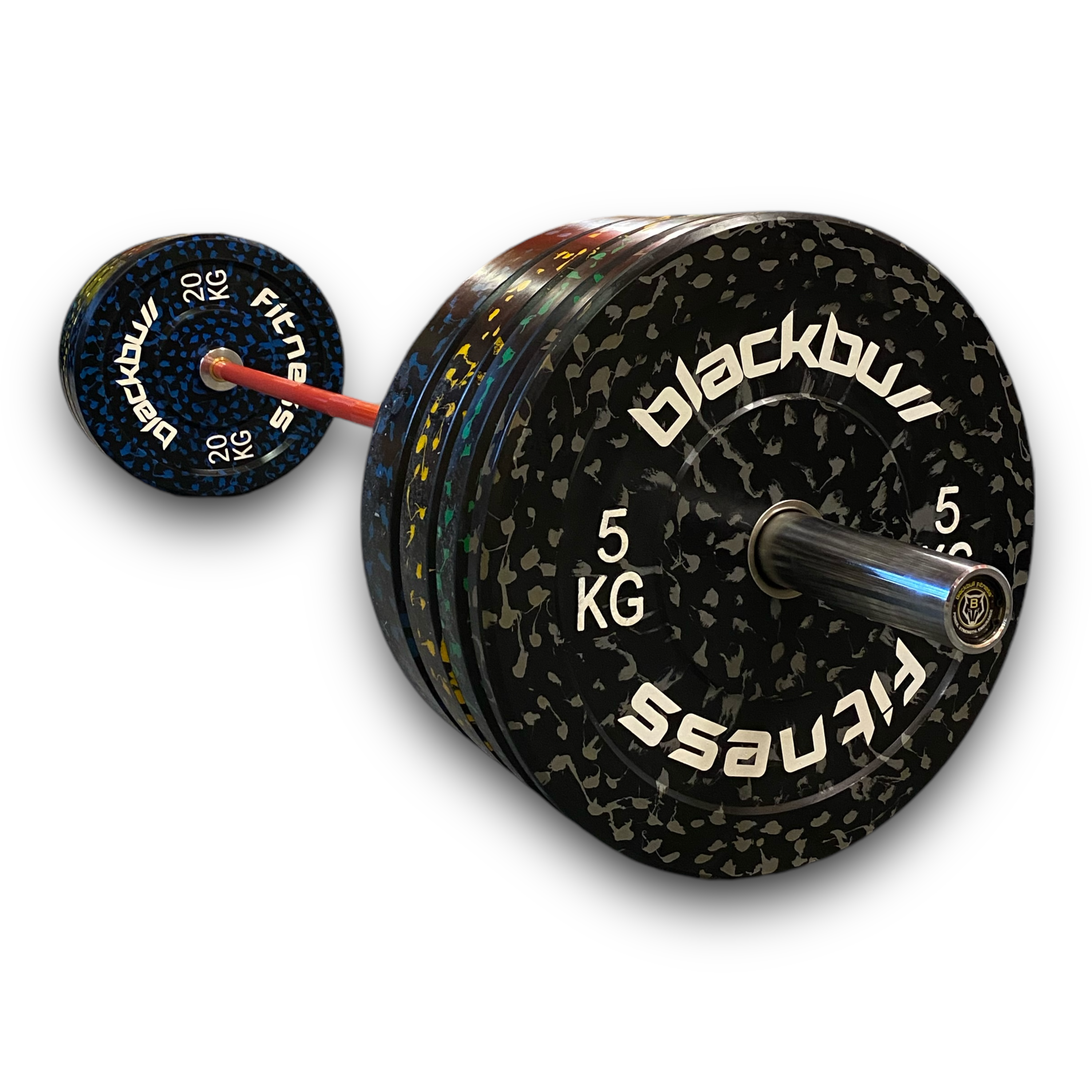 Bumper Plates on a red Barbell