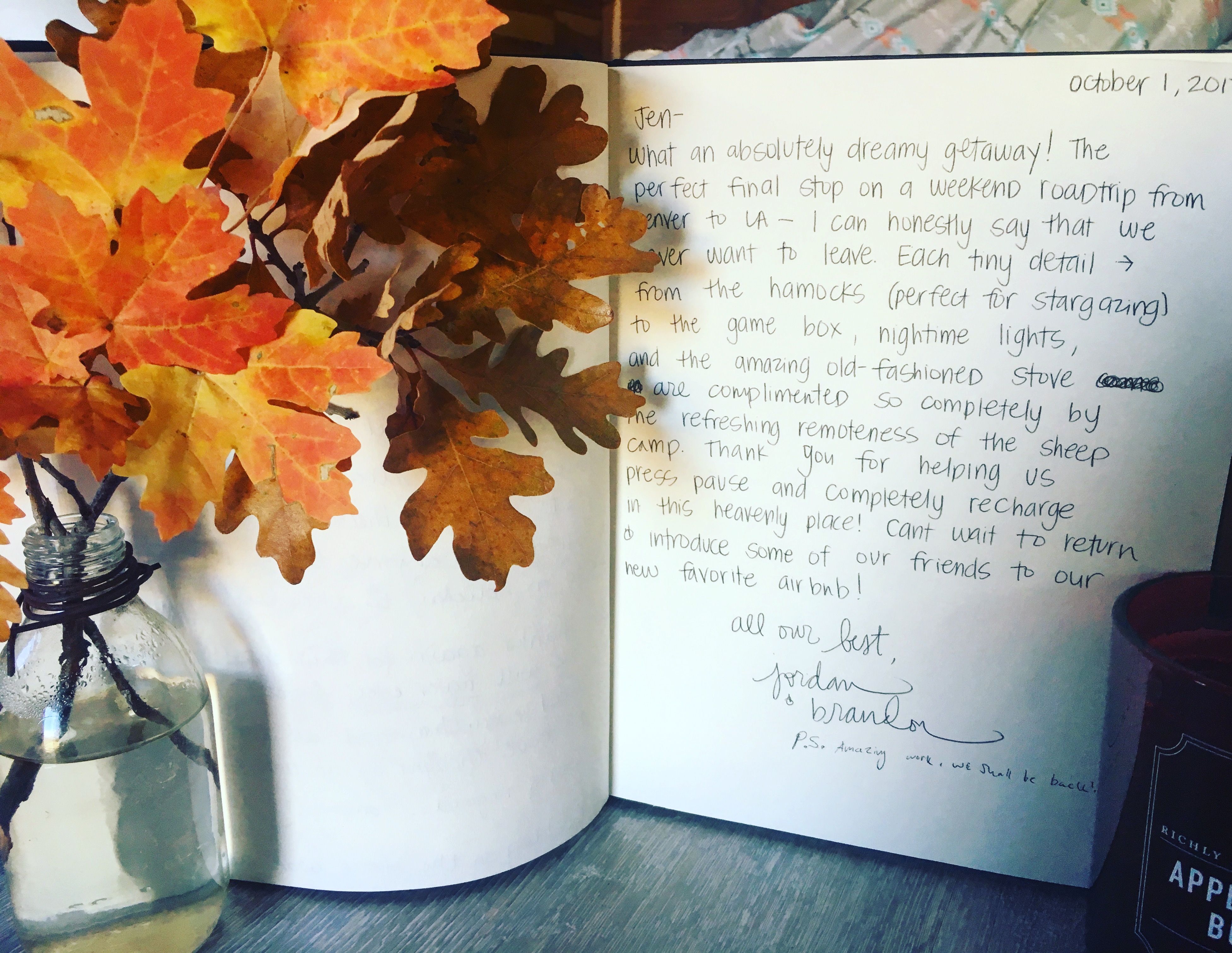 A special notes in our guestbook