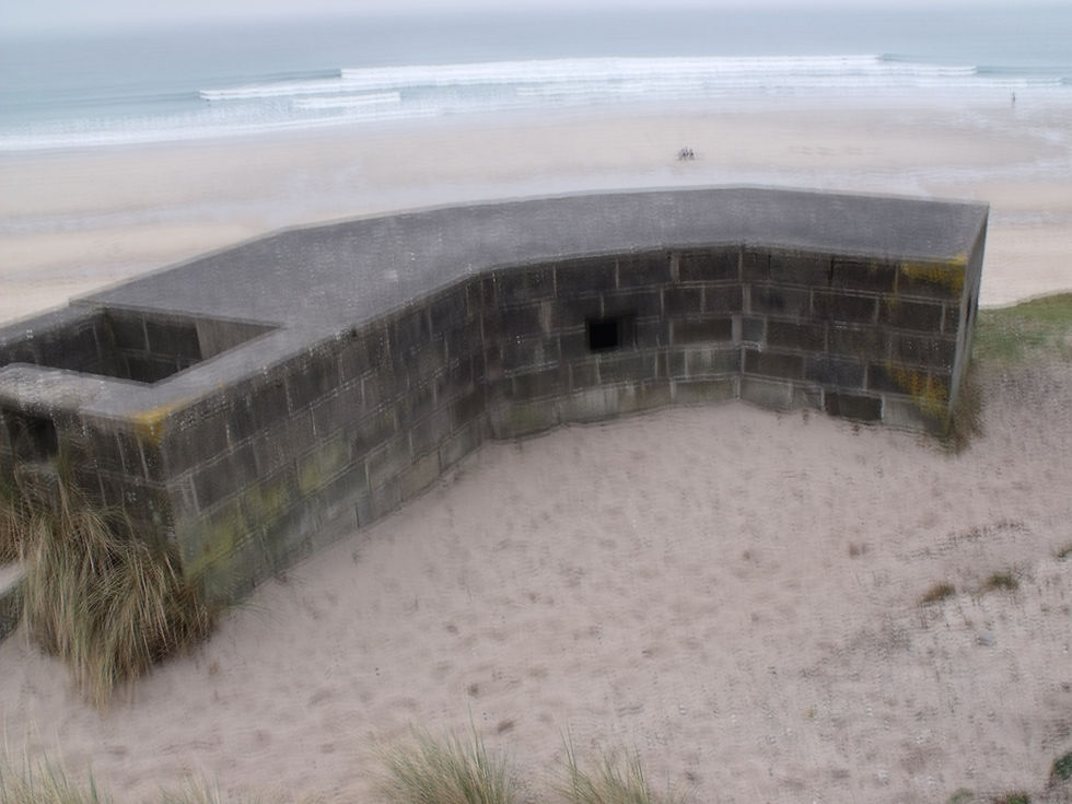 One of the crescent shaped pillboxes at Sennen