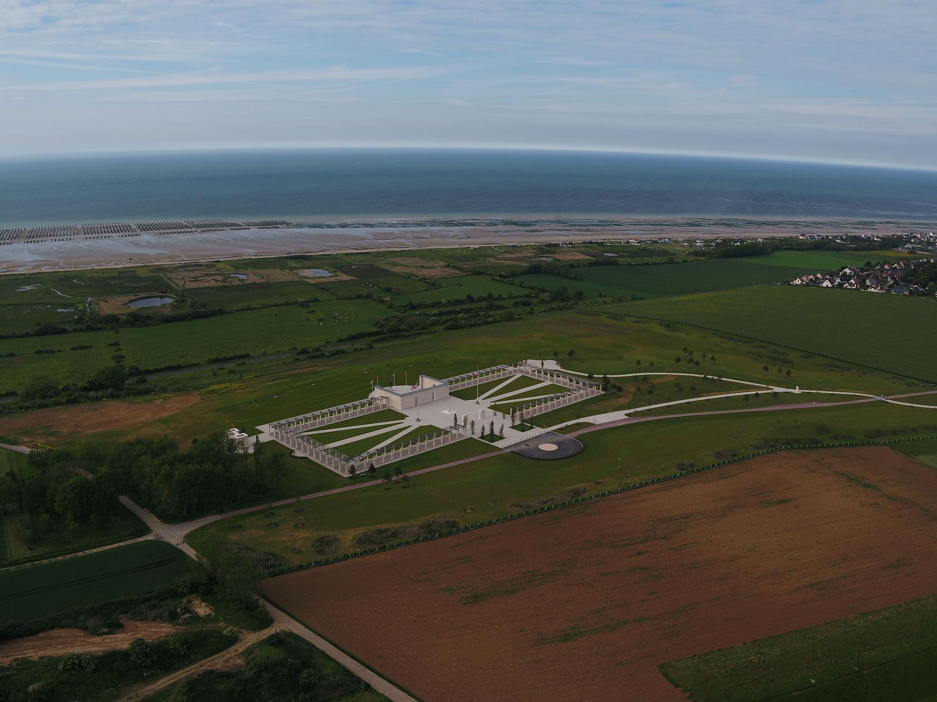 British Normandy Memorial from air showing Union Flag Design