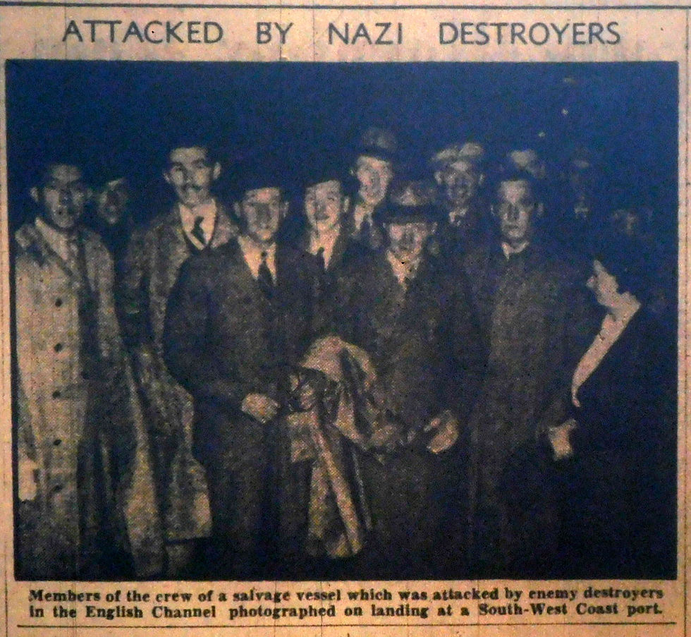 Survivors from the attack on the convoy landed at Falmouth WMN 2nd Dec 1940