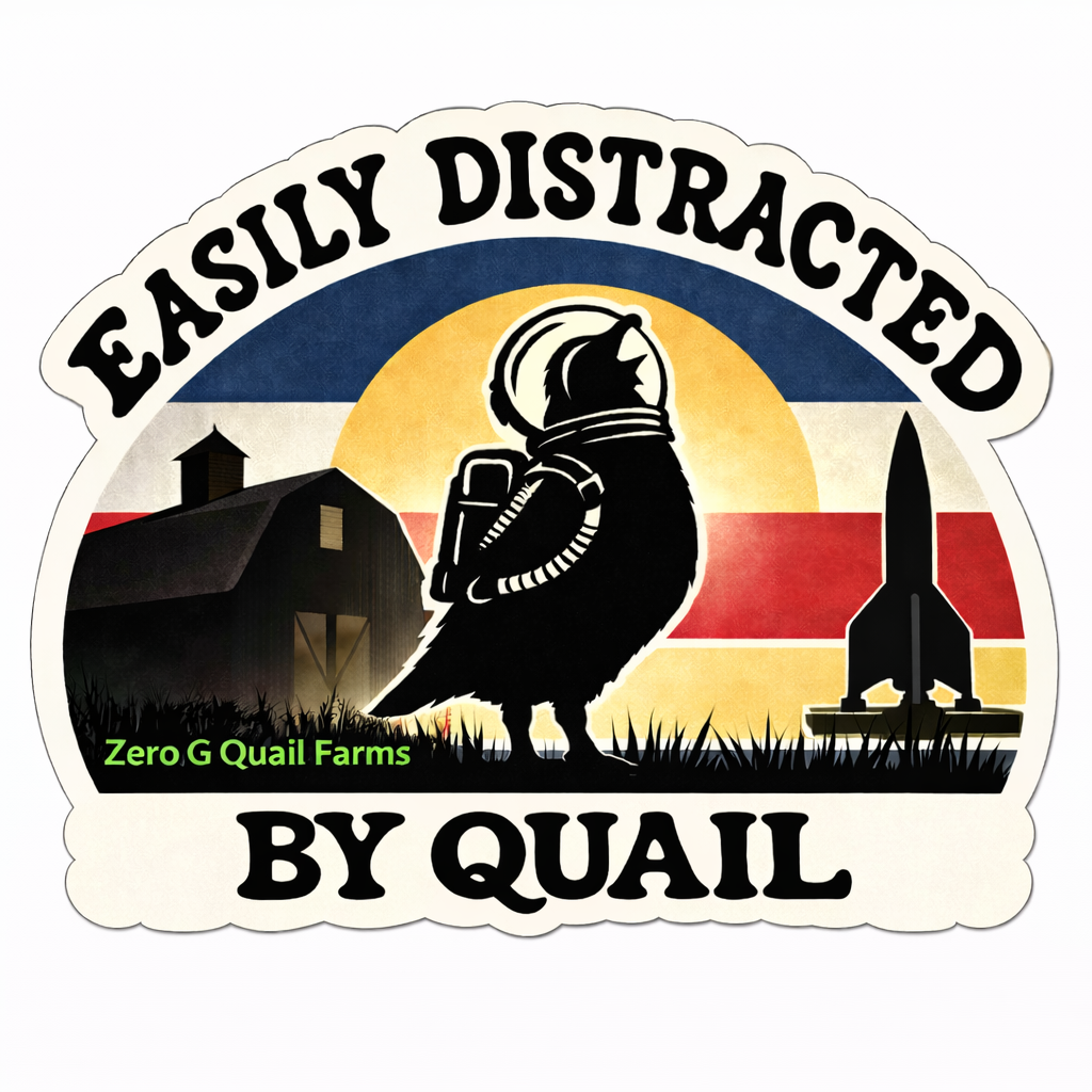 "Easily Distracted by Quail" Die-Cut Sticker 4"x4"