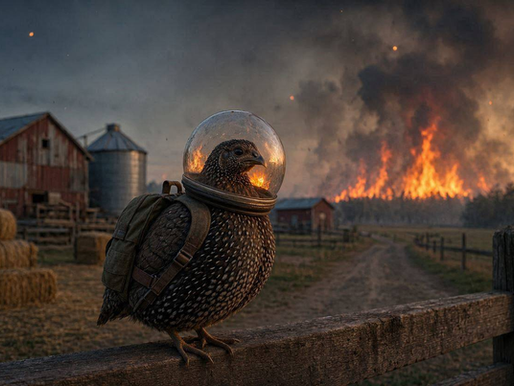 Zero G Quail infront of a fire