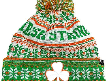 Knitted pom toque with snowflake pattern. One size fits most