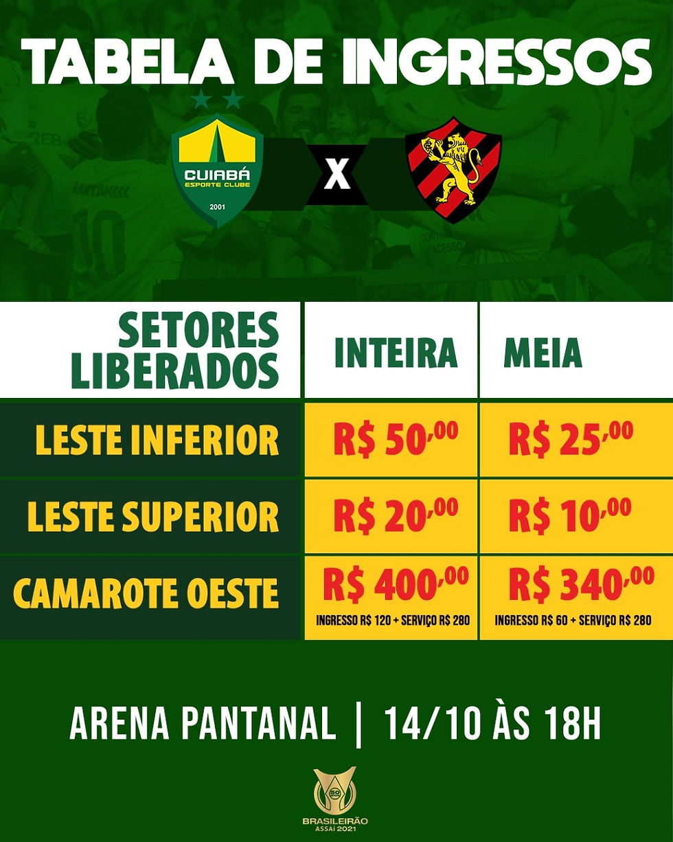 Ingressos cuiaba e sport