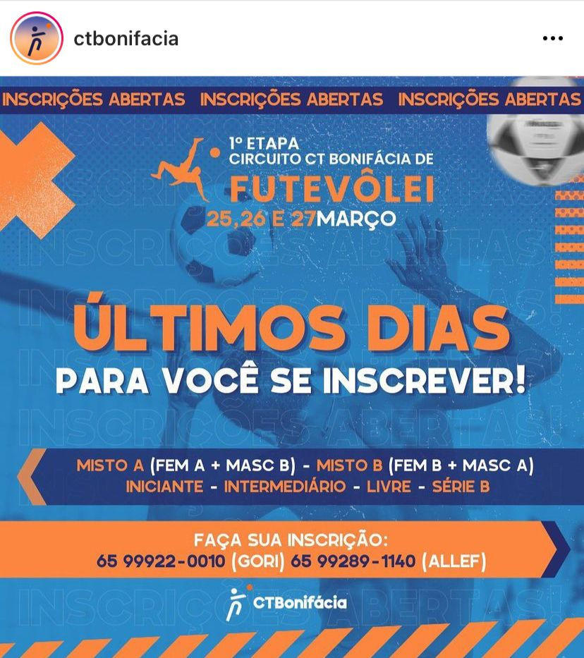 Etapa do Circuito CT Bonifácia de Futevôlei acontece neste fim de semana; inscrições vão até quinta-feira