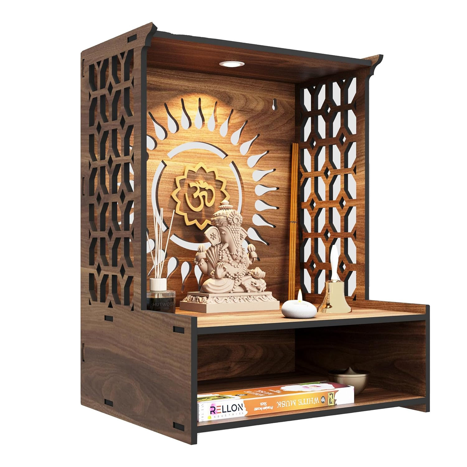 Pooja Stand for Home and Office with LED Spot Light mandir (A2)