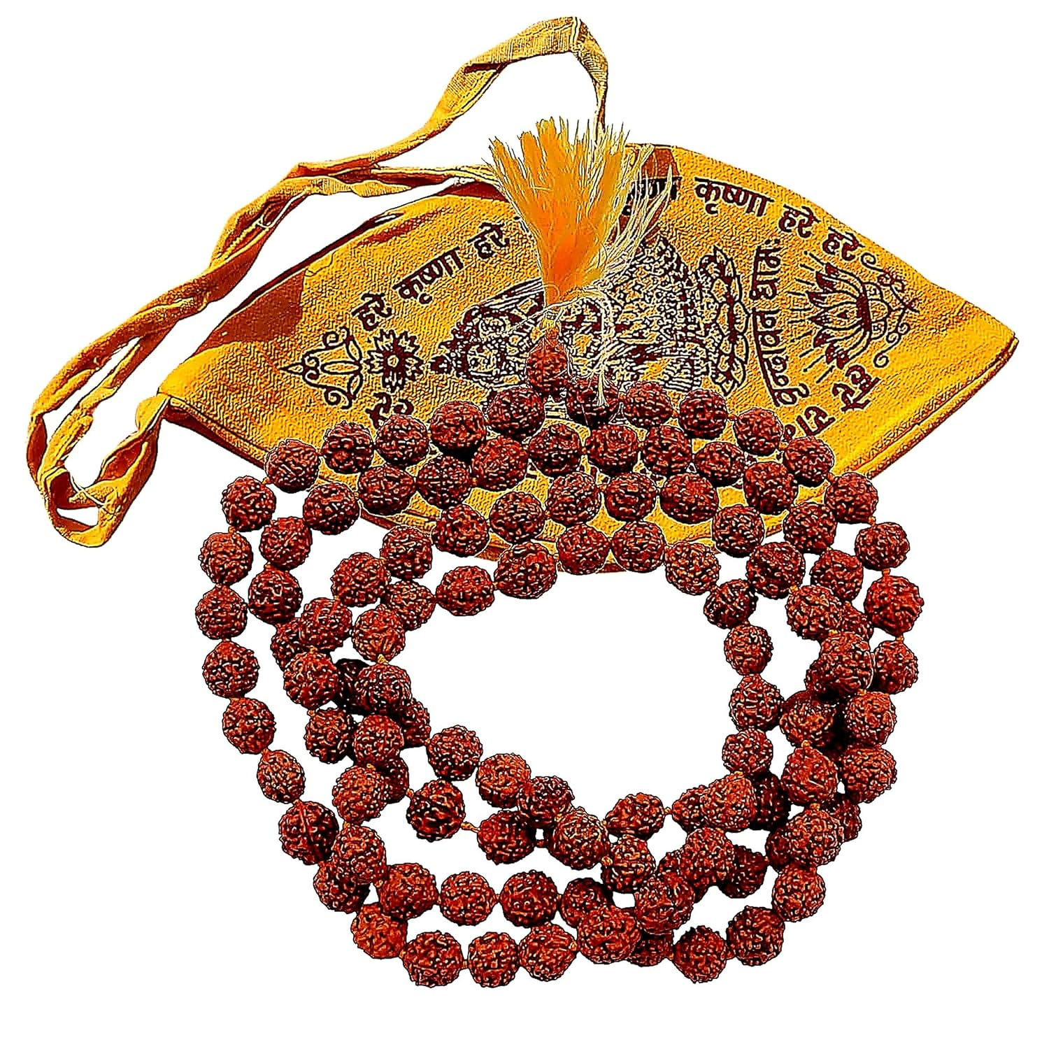 Rudraksha Mala 108 Beads Original with Gomukhi Japa Mala Bag