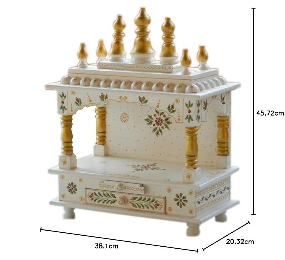 Thumbnail: Wooden Temple for Home and Office Poojaghar - 15 x 8 x 18 White and Red