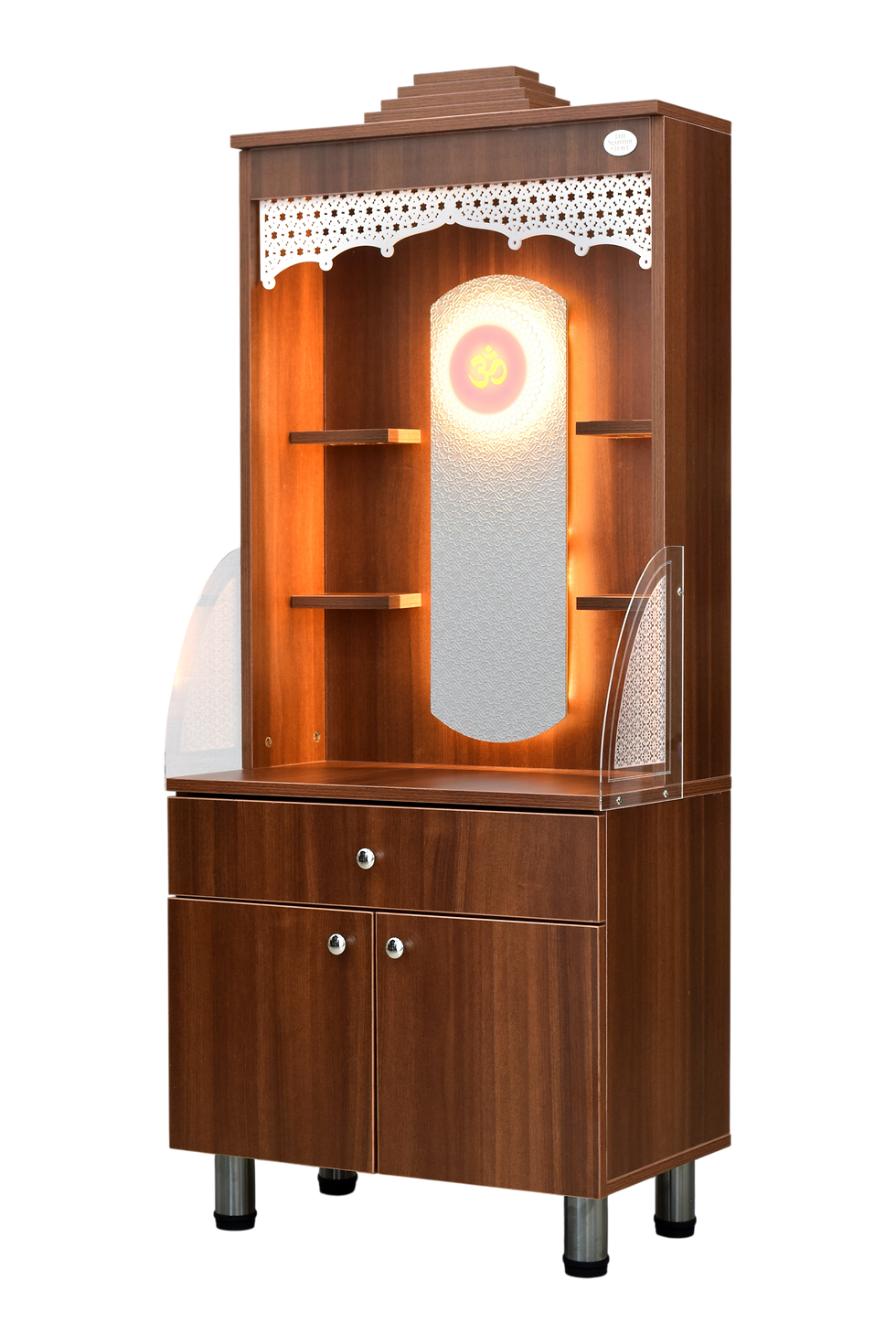 Thumbnail: Premium Mandir 23.65 x 14 x 56.85 Inches | Laminated Suede Finish