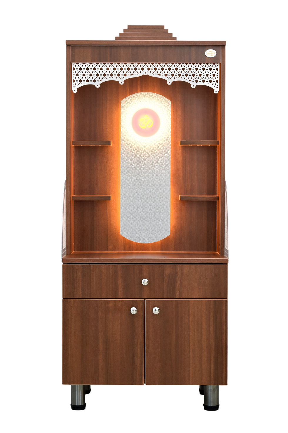 Thumbnail: Premium Mandir 23.65 x 14 x 56.85 Inches | Laminated Suede Finish