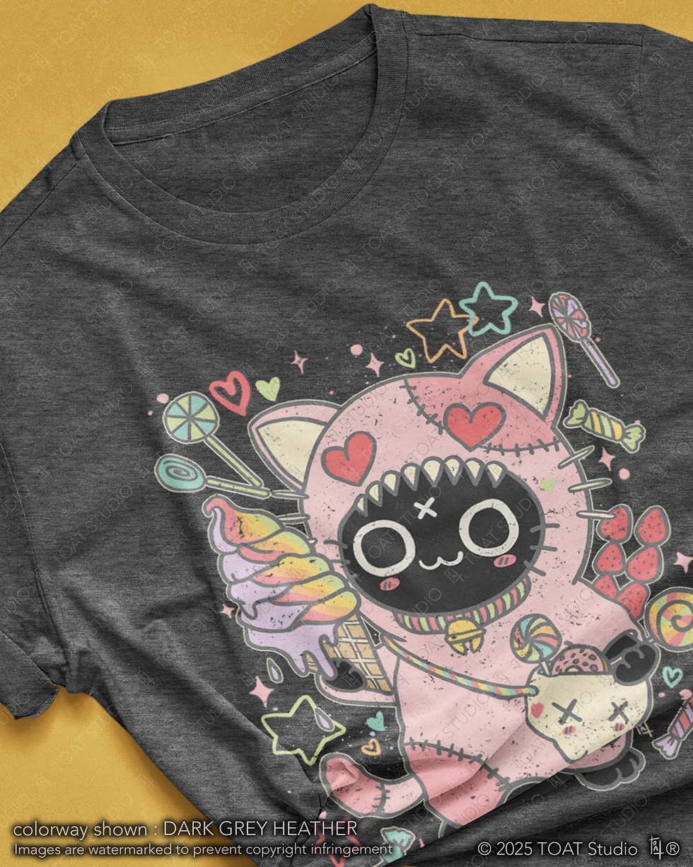 Thumbnail: Harajuku Pastel Goth Batsu Neko T-Shirt